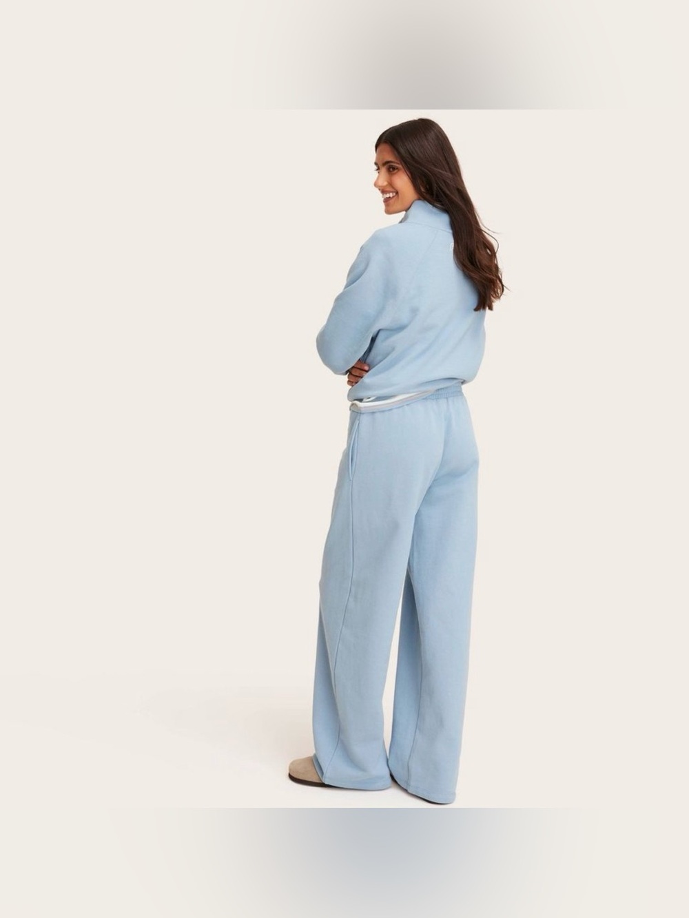 Parke High Rise Boxer Light Blue Wide Leg Lounge Pants - Picture 4 of 8